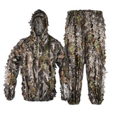 Ghillie – combinaison de chasse de Camouflage, vêtements d'extérieur à feuilles 3D réalistes, vêtements légers et respirants à capuche